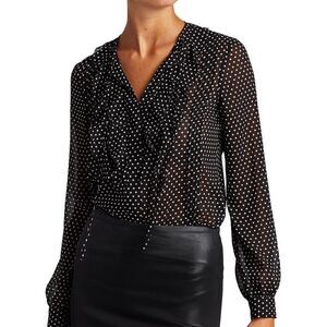 L 'Agence Top Blouse “Tabitha” Black Spade Semi Sheer Nwot~ XS Oversiz…